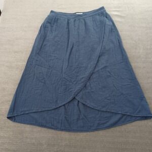 Pact Skirt Womens Large Blue Coastal Gauze Faux Wrap Pockets Summer Periwinkle